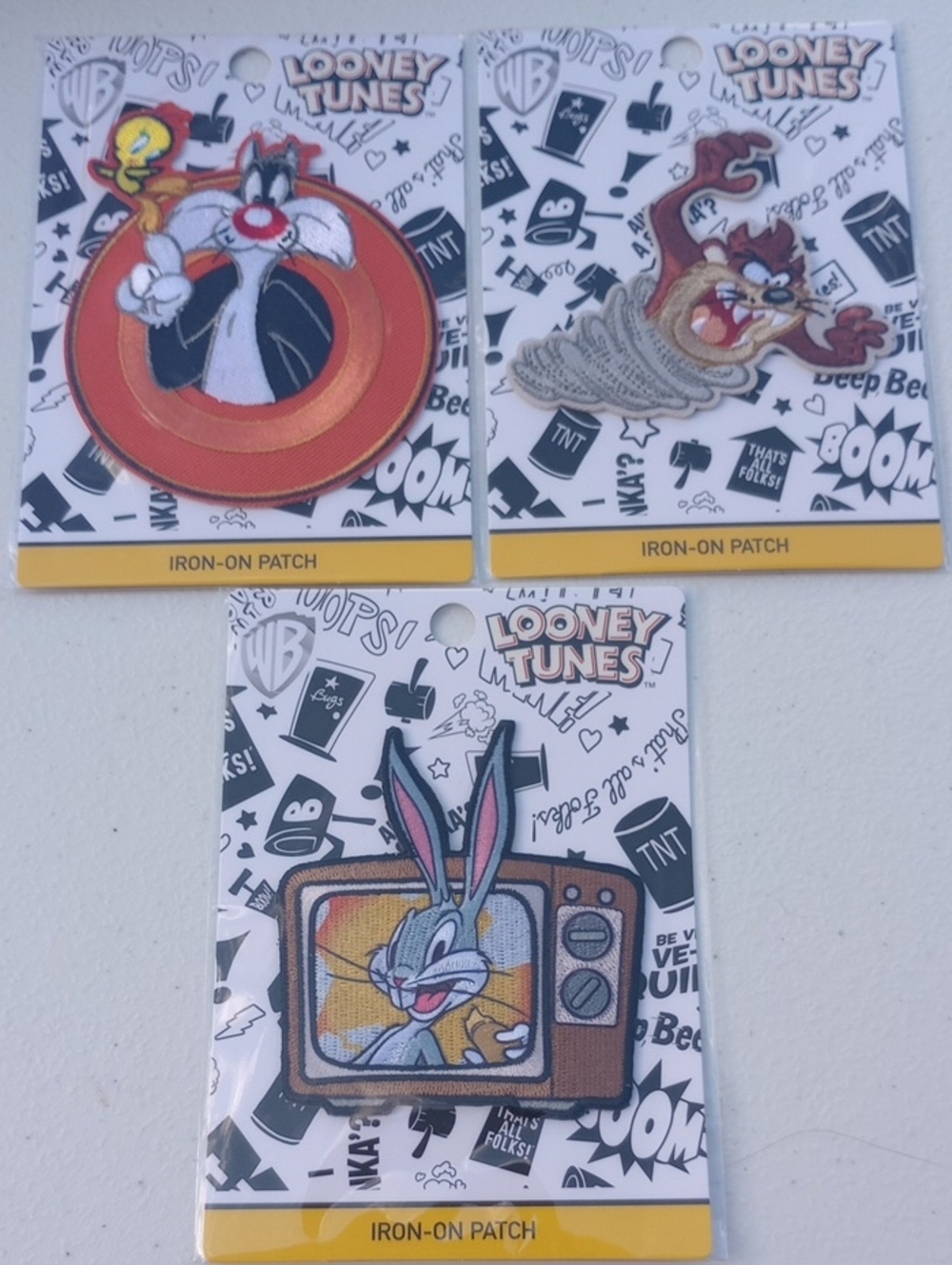 Warner Bros. Looney Tunes Loungefly Bugs Bunny Taz & Sylvester Iron On Patches